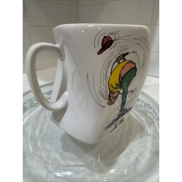 Golf Coffee Mug Results Of Over Swing Cup VTG 1991 Novelty Gift Distorted Twist - Picture 5 of 7